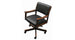 Black office chair with wooden armrests on a white background