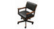 Black office chair with wooden armrests on a white background