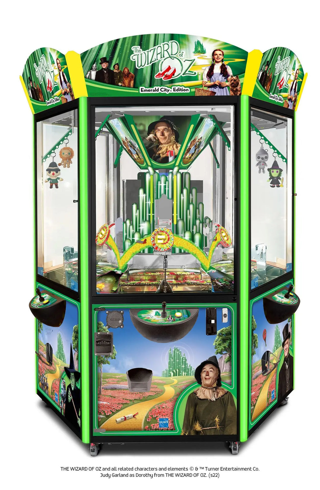 Colorful arcade machine themed after 'The Wizard of Oz' with green and yellow accents.