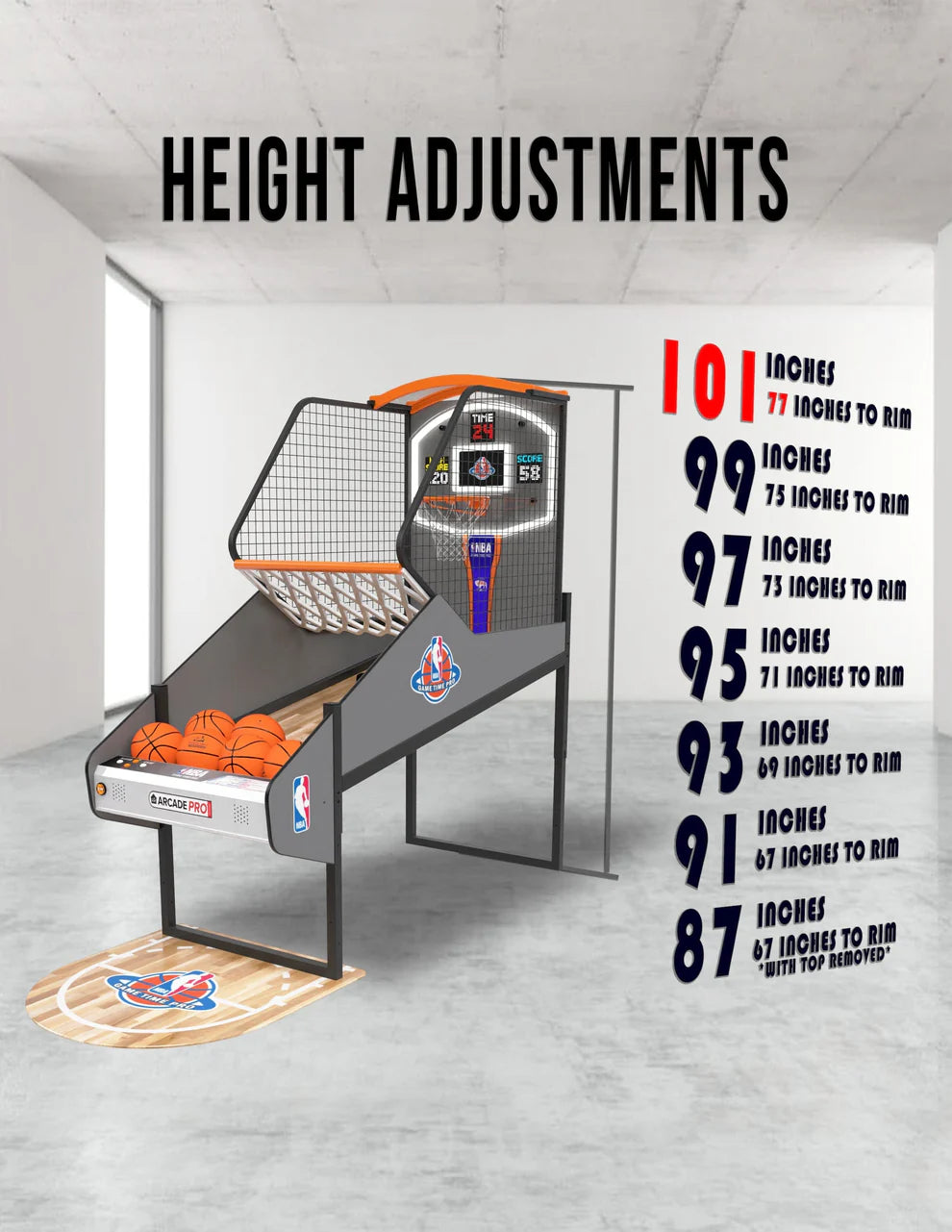 ICE NBA Game Time Pro 8 Foot Length Generic Home Basketball