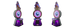 Three identical arcade machines with a colorful design on a white background