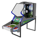 An arcade version of a home football game machine with targets and a football theme, labeled 'ICE PRO QB'.