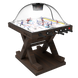 A wooden ICE Super Chexx Premium Bubble Hockey table with a clear dome cover, featuring miniature hockey players and a scoring mechanism.