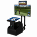Golf simulation arcade machine with screen displaying 'Golden Tee' game on a white background