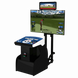 Golf simulation arcade machine with screen displaying 'Golden Tee' game on a white background