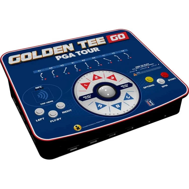 Golden Tee PGA Tour game console on a white background
