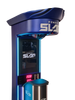 Blue Power Slap machine with digital display on a white background
