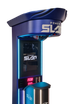 Blue Power Slap machine with digital display on a white background