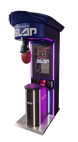 Boxing glove and punching bag machine with digital display on a white background
