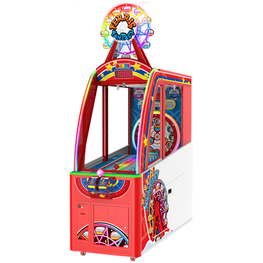 A colorful Ferris Fantasy arcade redemption game machine with a spinning Ferris wheel marquee and ticket dispenser.