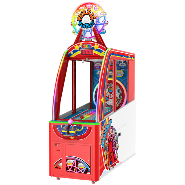 A colorful Ferris Fantasy arcade redemption game machine with a spinning Ferris wheel marquee and ticket dispenser.