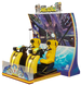 Video game arcade machine with yellow seats and colorful display, featuring Ubisoft branding.