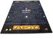 An area rug featuring the iconic Pac-Man game maze pattern with Pac-Man and the ghosts on a black background.