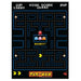 An area rug featuring the iconic Pac-Man game maze pattern with Pac-Man and the ghosts on a black background.