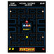 An area rug featuring the iconic Pac-Man game maze pattern with Pac-Man and the ghosts on a black background.