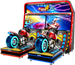 Amusement arcade machine with 'Speed Rider 4X' graphics on a white background