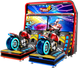 Amusement arcade machine with 'Speed Rider 4X' graphics on a white background