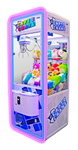 Captive Crane arcade machine with plush toys inside on a white background