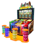 Colorful Sega Jumanji themed arcade cabinet with a vibrant screen and controls, featuring characters and elements from the Jumanji film franchise.