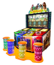 Colorful Sega Jumanji themed arcade cabinet with a vibrant screen and controls, featuring characters and elements from the Jumanji film franchise.