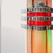 Decorative wall sconce with red central light and silver accents on a white background