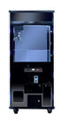 Black gaming console cabinet with a screen on a white background