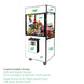 Toy vending machine with customizable areas on a white background