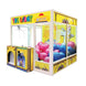 Colorful claw machine with balloons on a white background