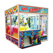 Colorful claw machine with toys inside on a white background