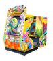 Colorful arcade machine with cartoon characters and 'Mini World' branding on a white background
