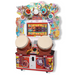 Colorful arcade game with drum-like controls and cartoon characters on a white background